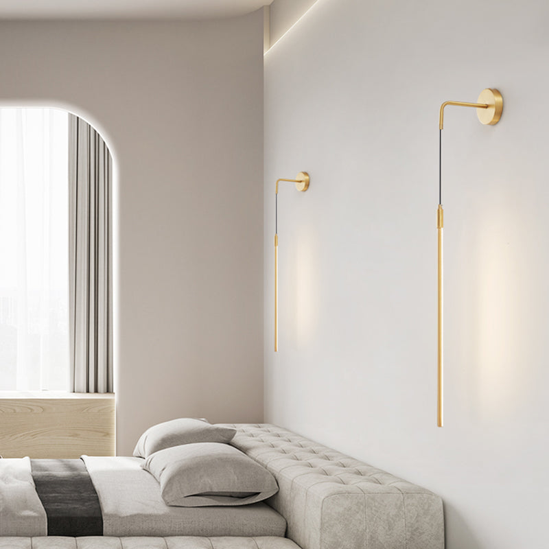 Metal Shade Wall Lamp Modern Style Black/Gold Shape Wall Mounted Lighting for Bedroom