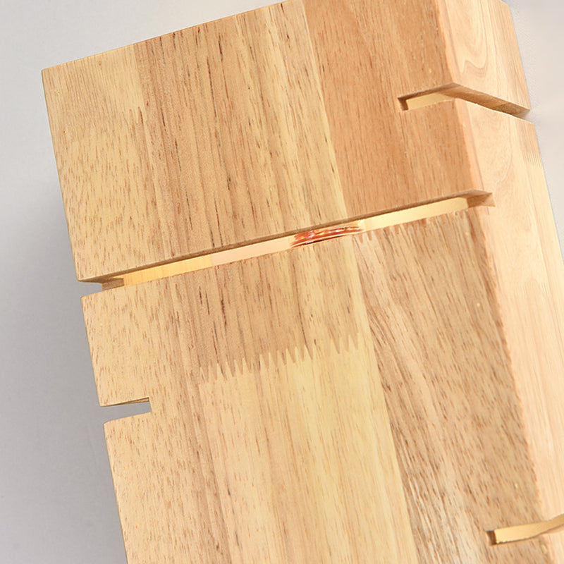 Wooden Shade Wall Lamp Modern Style Rectangle Shape Wall Mounted Lighting for Bedroom