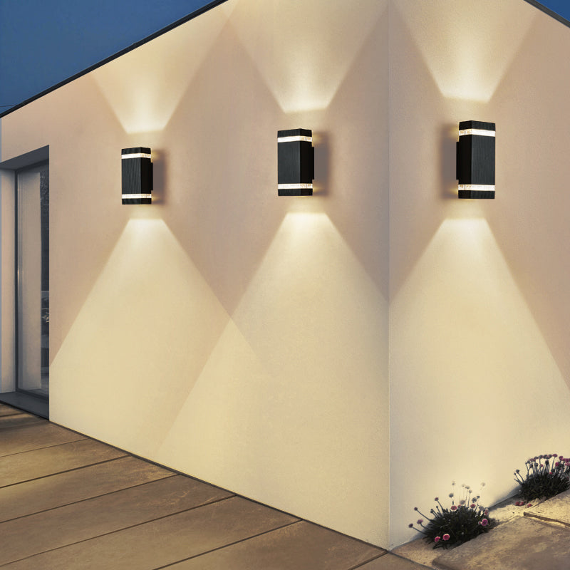 Modern Wall Sconce Geometric Shape Wall Light with Metal Shade for Courtyard