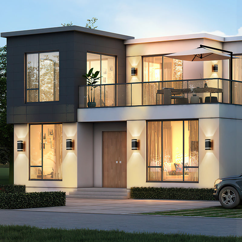 Modern Wall Sconce Geometric Shape Wall Light with Metal Shade for Courtyard