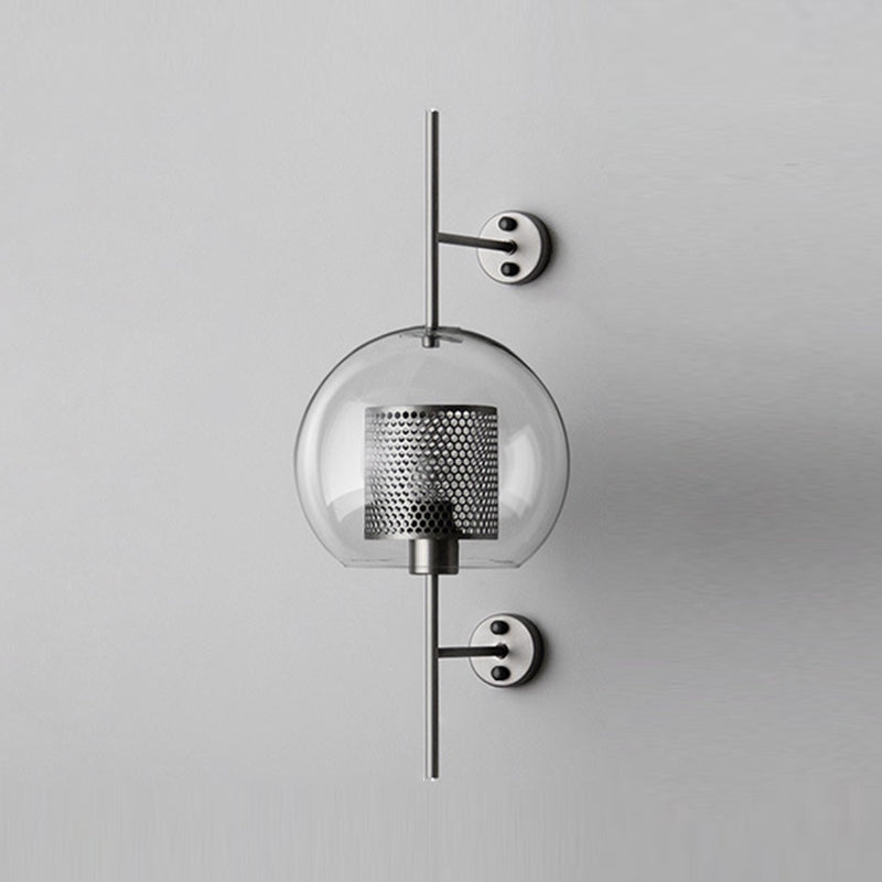Iron Wall Armed Sconce Minimalist Clear Glass Shade Wall Lighting Fixture