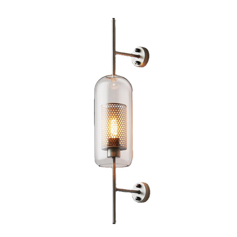 Iron Wall Armed Sconce Minimalist Clear Glass Shade Wall Lighting Fixture