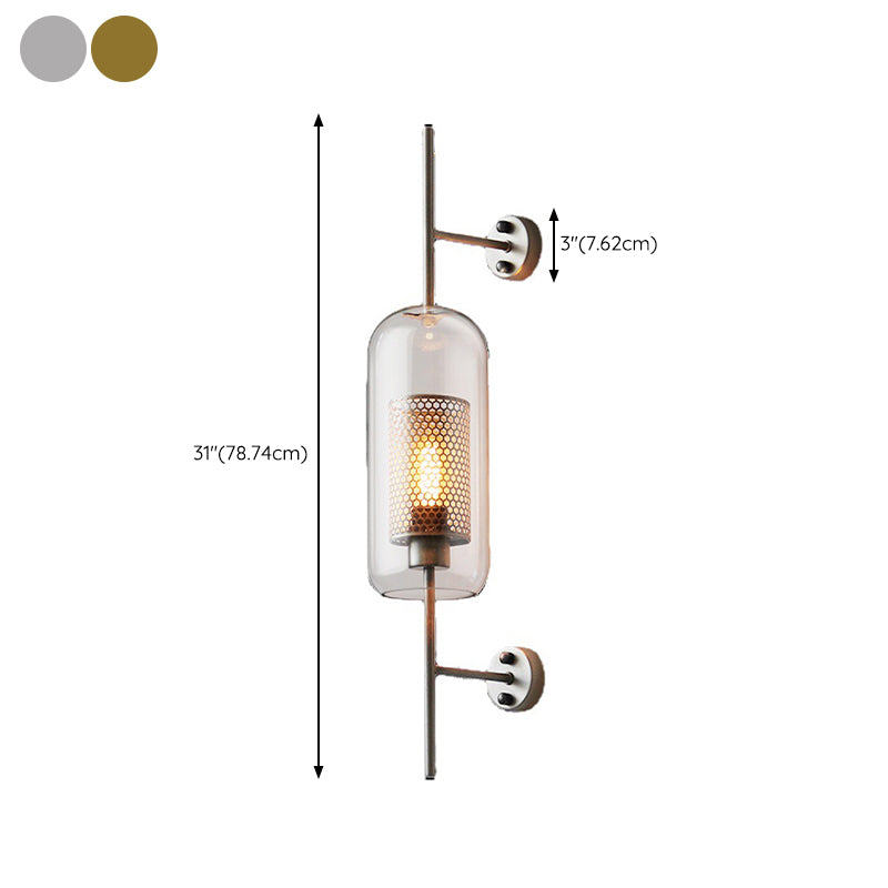 Iron Wall Armed Sconce Minimalist Clear Glass Shade Wall Lighting Fixture