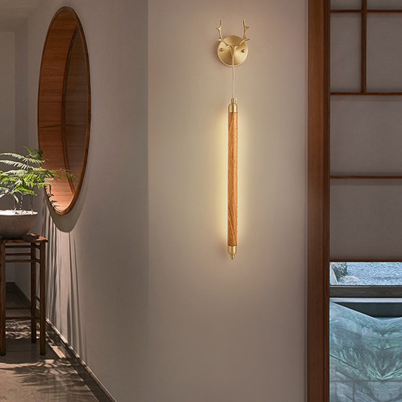 Modernism Wooden Shade Wall Lighting 1-Light Wall Mount Light for Foyer