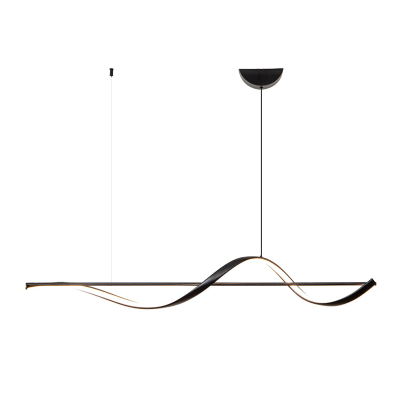 Modern LED Metal Pendant Light Linear Shape Island Light with Silicone Shade for Bedroom