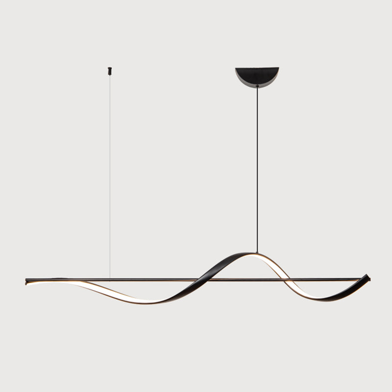 Modern LED Metal Pendant Light Linear Shape Island Light with Silicone Shade for Bedroom