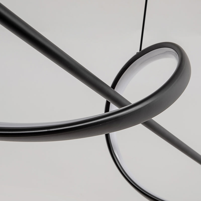 Modern LED Metal Pendant Light Linear Shape Island Light with Silicone Shade for Bedroom