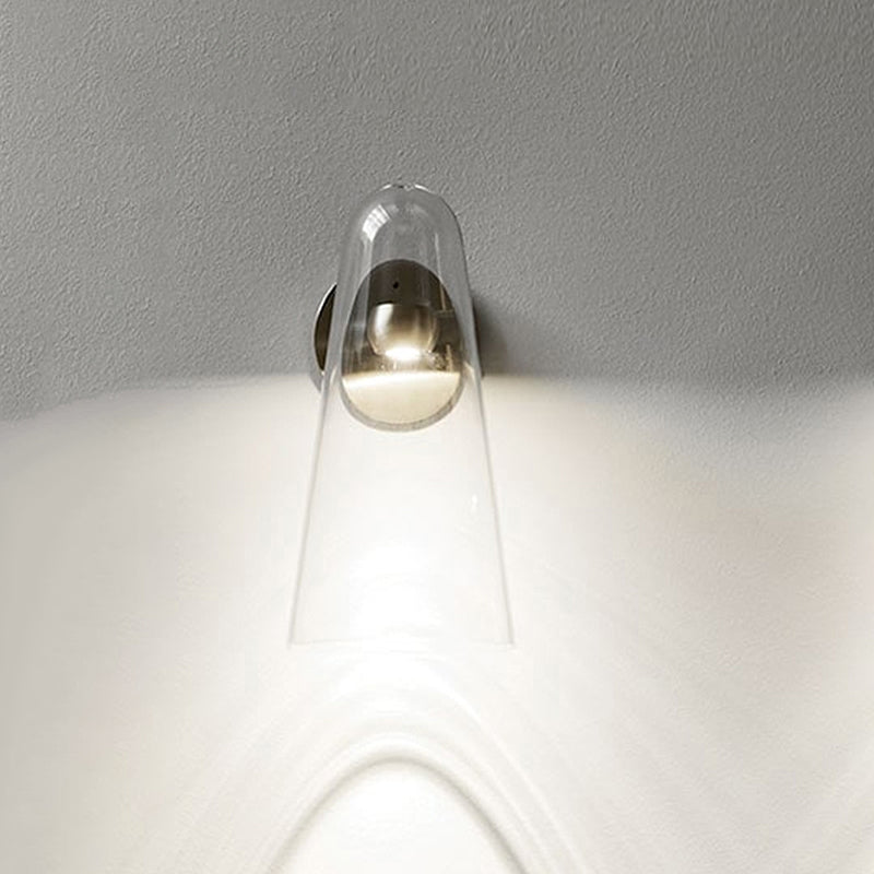 1 Kopf Küchenwandhalterung Beleuchtung minimalistische Goldwandleuchte mit Kegel klarer Glasschatten