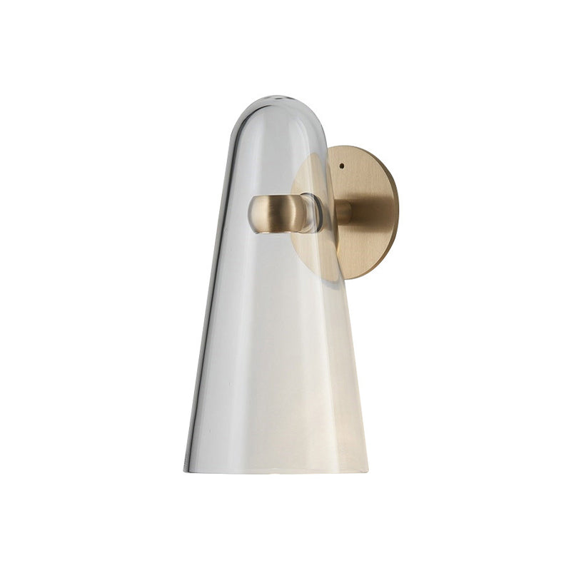1 Kopf Küchenwandhalterung Beleuchtung minimalistische Goldwandleuchte mit Kegel klarer Glasschatten