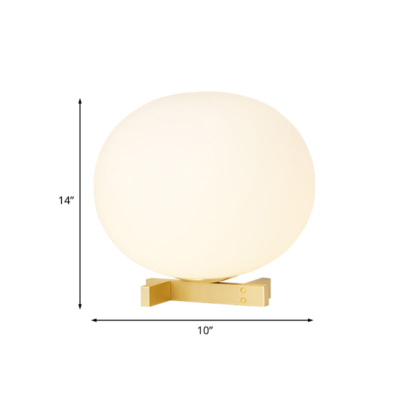 Lampada da notte postmoderna a forma di uovo in vetro color crema Lampada da comodino con finitura oro a 1 luce per comodino