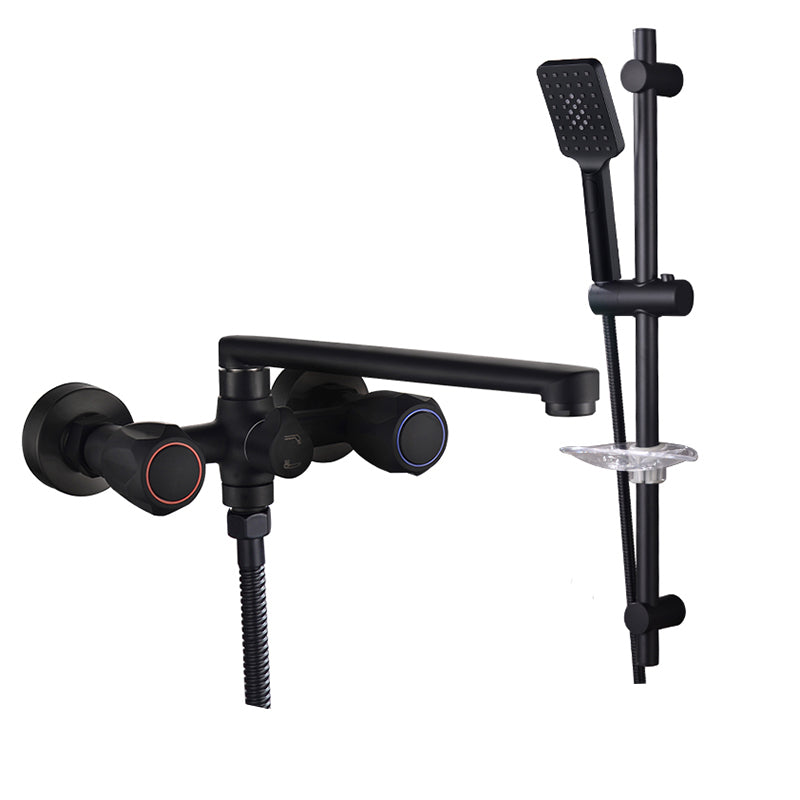 Modern Tub Faucet Trim Black Wall Mounted Swivel Spout with Handheld Shower