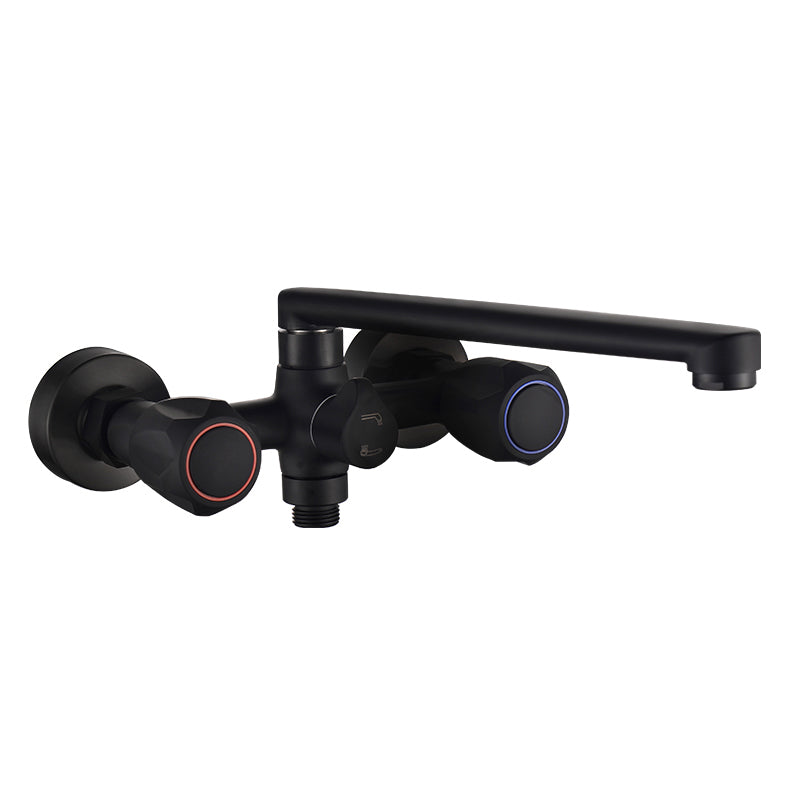 Modern Tub Faucet Trim Black Wall Mounted Swivel Spout with Handheld Shower
