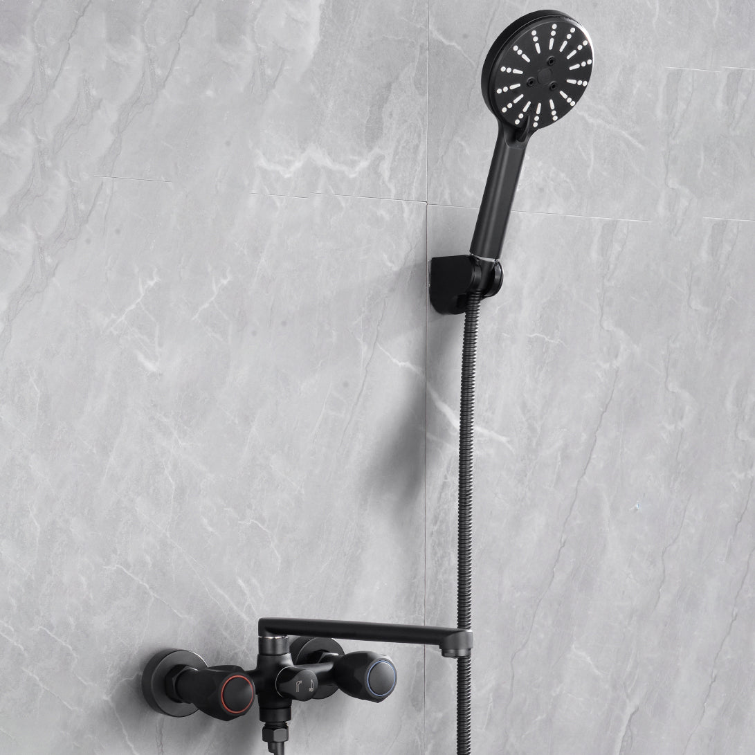 Modern Tub Faucet Trim Black Wall Mounted Swivel Spout with Handheld Shower