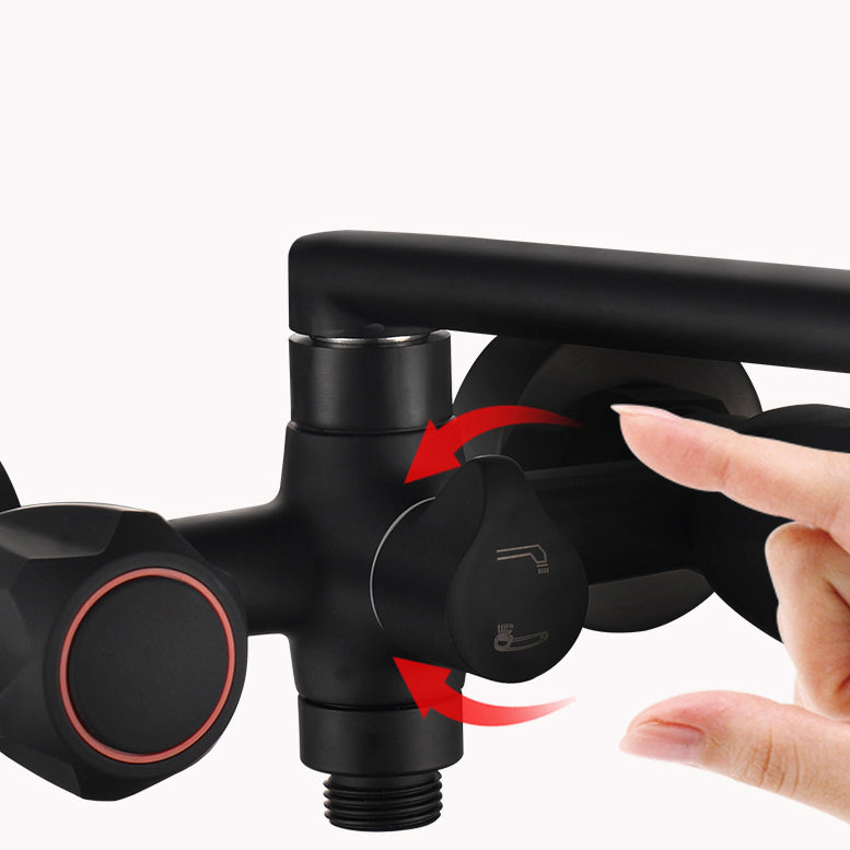 Modern Tub Faucet Trim Black Wall Mounted Swivel Spout with Handheld Shower