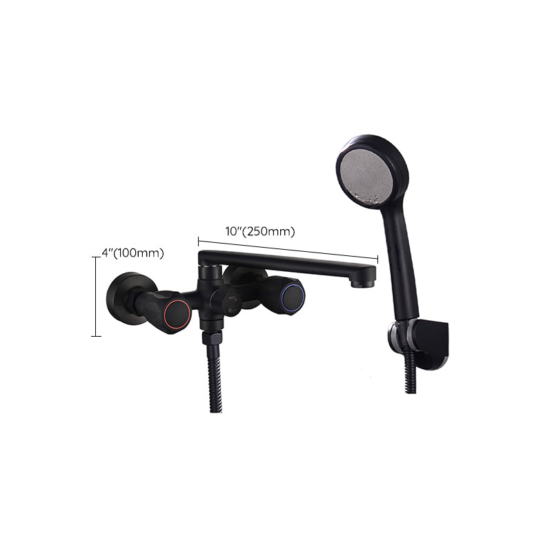 Modern Tub Faucet Trim Black Wall Mounted Swivel Spout with Handheld Shower