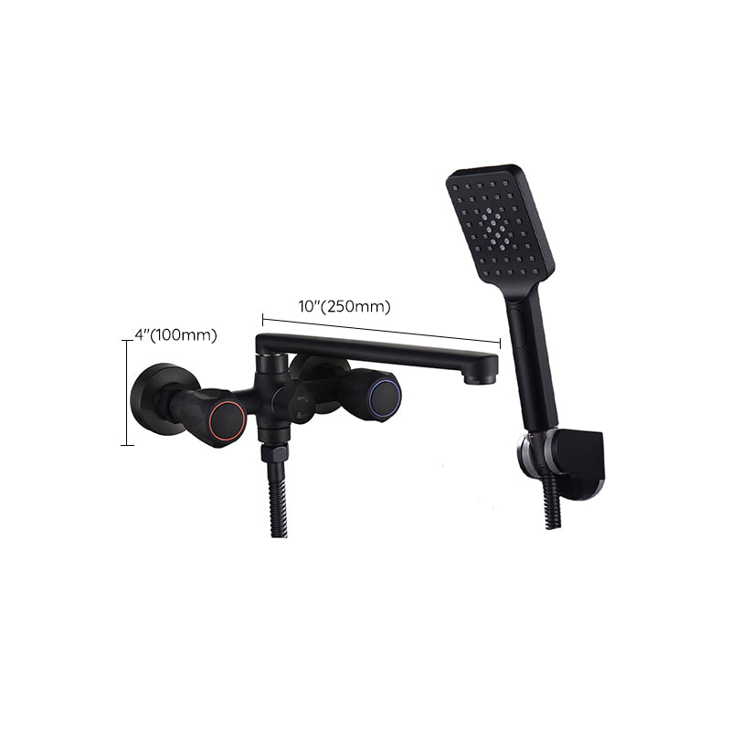 Modern Tub Faucet Trim Black Wall Mounted Swivel Spout with Handheld Shower