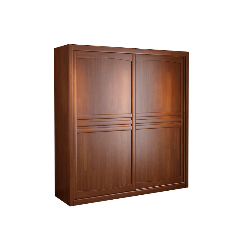 Rubber Wood Frame Wardrobe Freestanding Wardrobe Armoire with Shelves and Clothes Rail