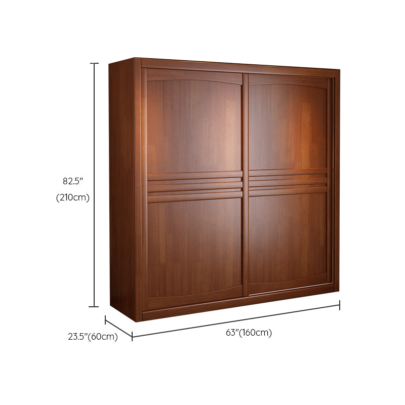 Rubber Wood Frame Wardrobe Freestanding Wardrobe Armoire with Shelves and Clothes Rail
