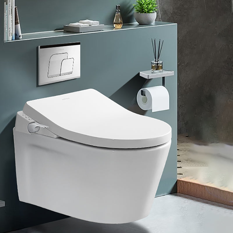 Cotton White Wall Hung Toilet Ceramic Elongated Smart Bidet with Heated Seat