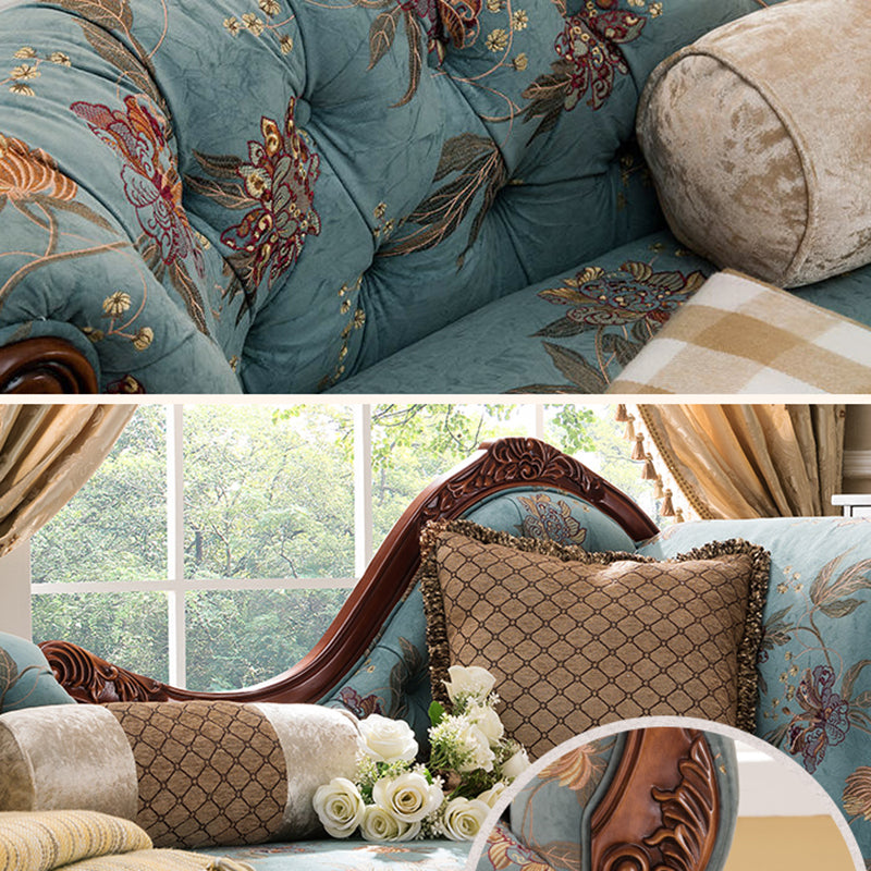 Traditional Cotton Blend Floor Chair with Rolled Arms Oversized Chaise Lounge