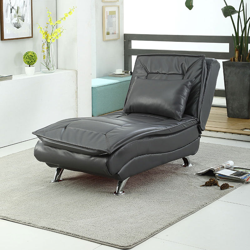Contemporary Armless Accent Chair Faux Leather Reclining Chaise