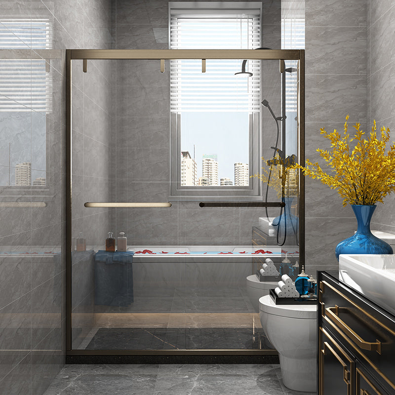 Double Sliding Shower Door Semi Frameless Tempered Glass Shower Screen