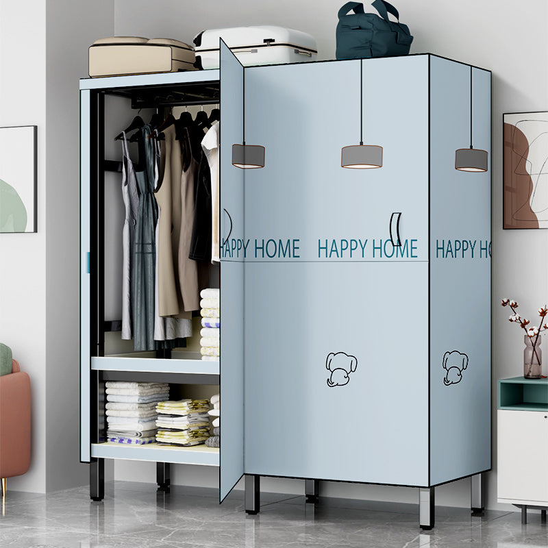 Modern Style Freestanding Wardrobe Armoire Metal Wardrobe with Clothes Rail