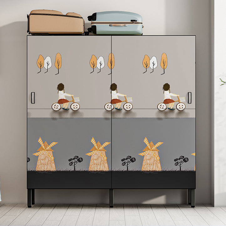 Modern Style Freestanding Wardrobe Armoire Metal Wardrobe with Clothes Rail