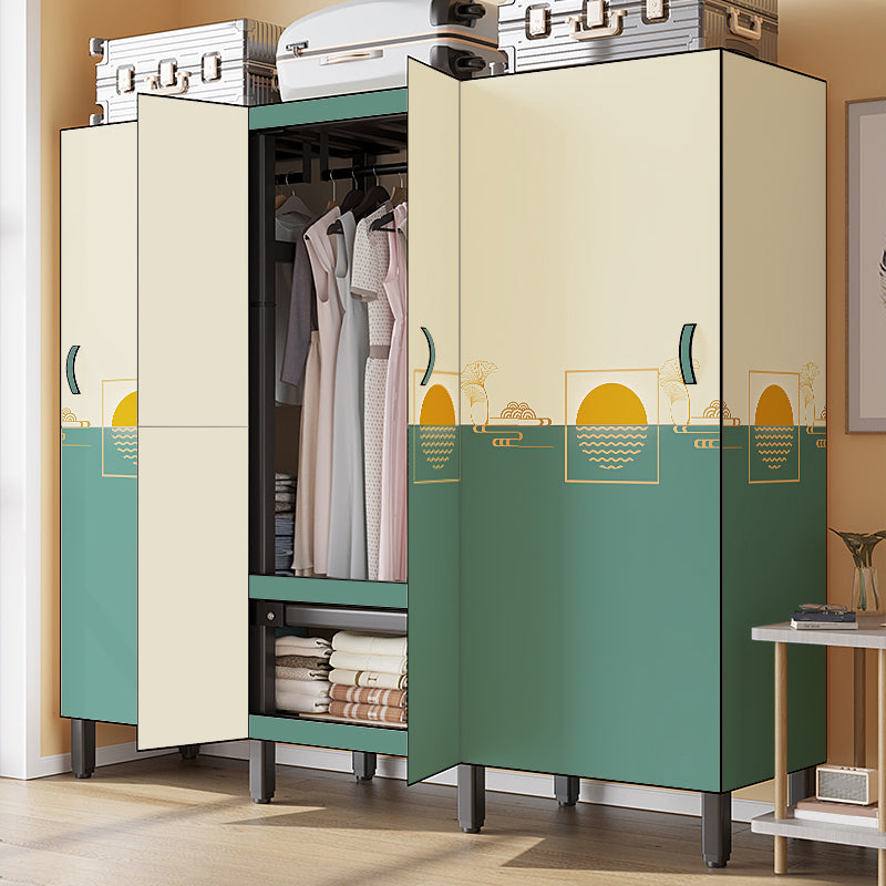 Modern Style Freestanding Wardrobe Armoire Metal Wardrobe with Clothes Rail