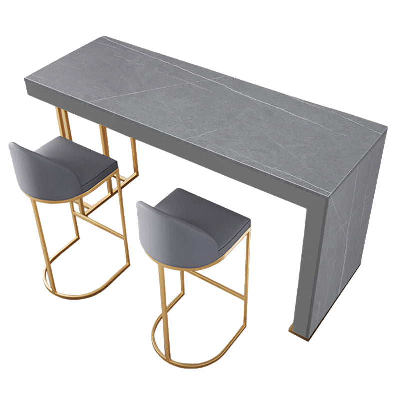 Glam Rectangle Stone Counter Table 1/3 Pieces Bar Table Set for Kitchen