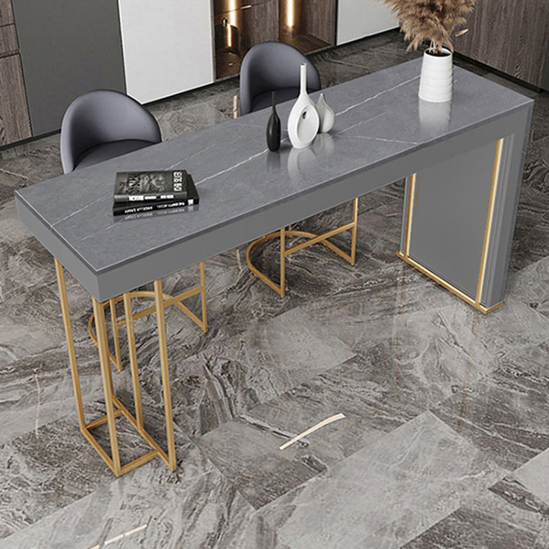 Glam Rectangle Stone Counter Table 1/3 Pieces Bar Table Set for Kitchen