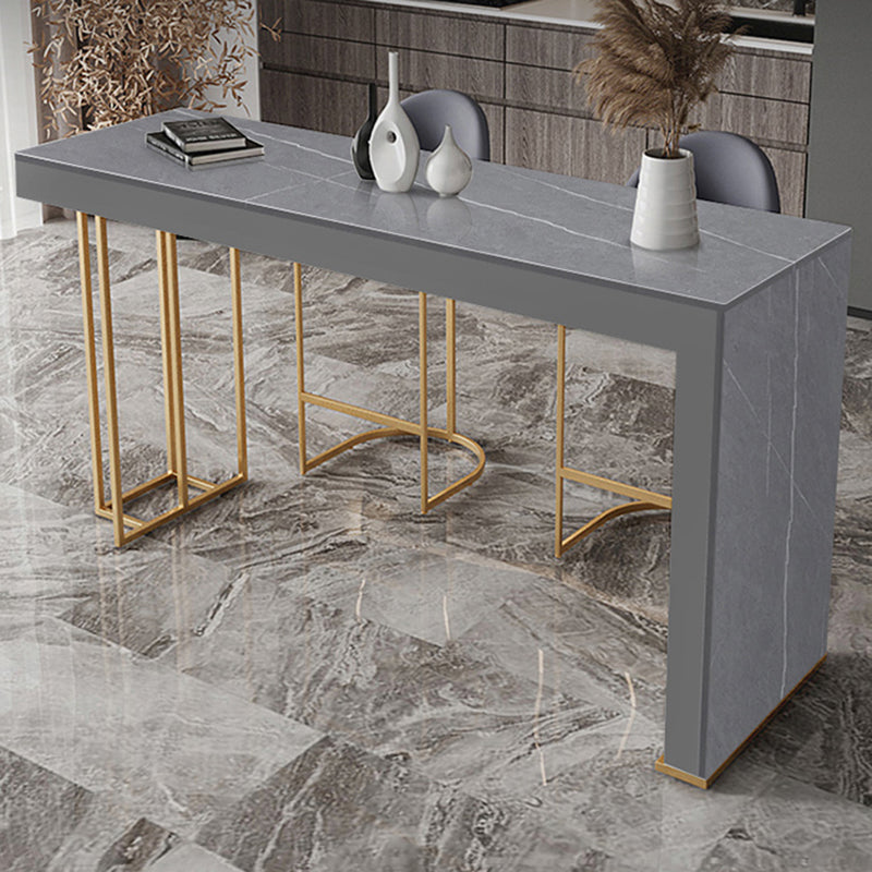 Glam Rectangle Stone Counter Table 1/3 Pieces Bar Table Set for Kitchen