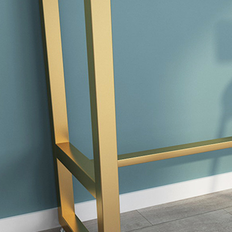 Glam Bar Pub Table Set 1/3 Pcs Rectangle Bar Table and Upholstered Stools with Metal Frame