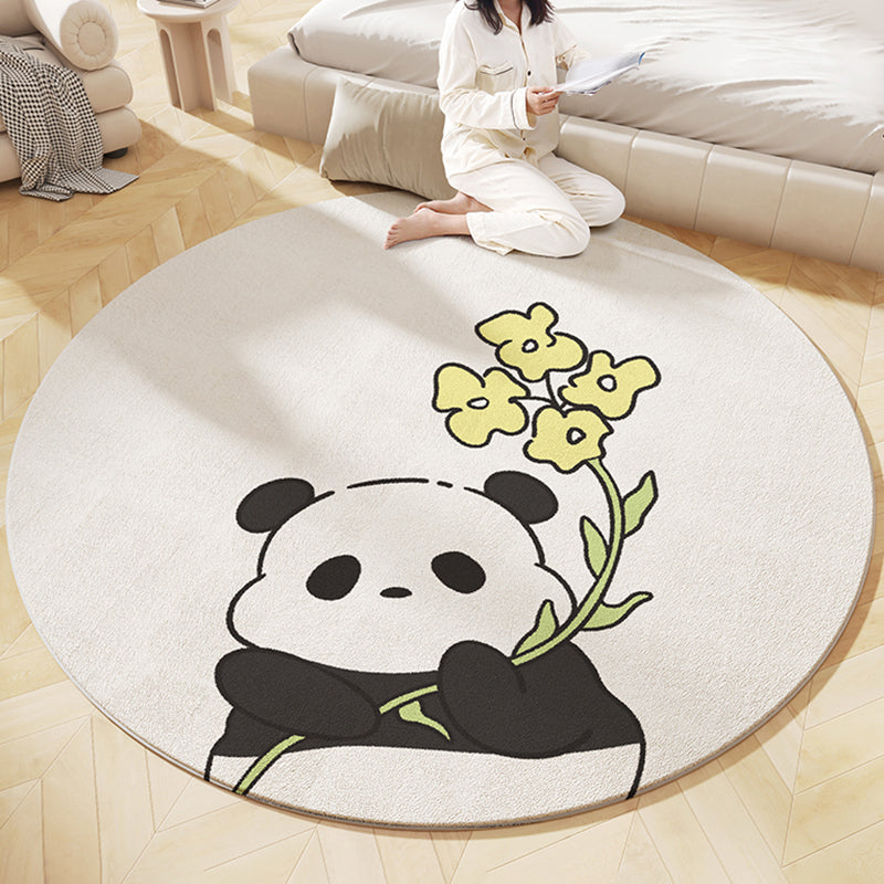 Contemporary Round Indoor Rug Animal Print Carpet Pet Friendly Lambswool Carpet