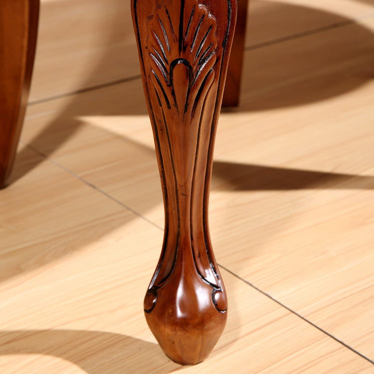 Rustic Style Dining Chair Leather Arm Chair with Wooden Base for Home