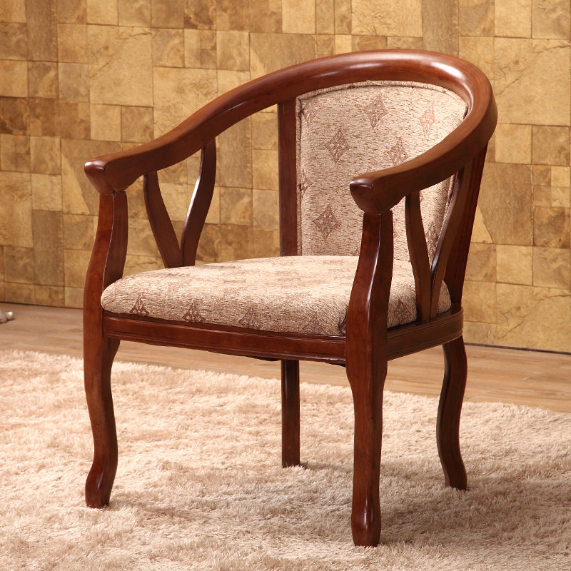 Traditional Style Dining Chair Upholstered Solid Wood Base Arm Chair for Home
