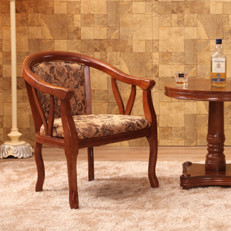 Traditional Style Dining Chair Upholstered Solid Wood Base Arm Chair for Home