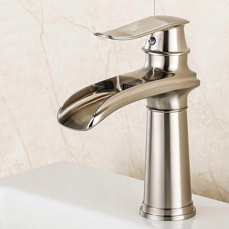 Vessel Faucet Waterfall Spout Traditional Circular Lever Handle Vanity Sink Faucet