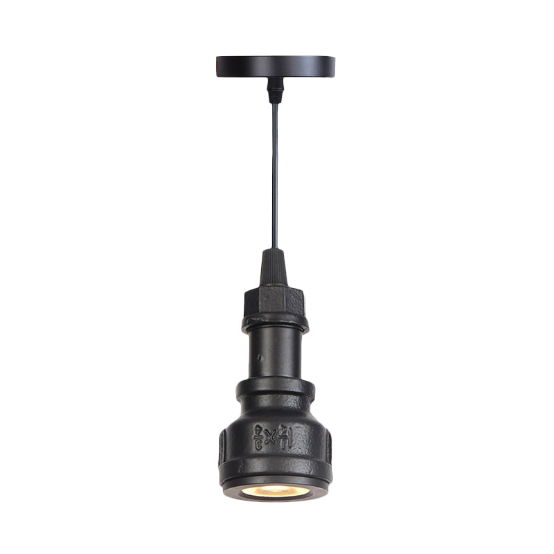 1 Head Water Pipe Pendant Lighting Antiqued Black Finish Metal Pendulum Lamp for Foyer