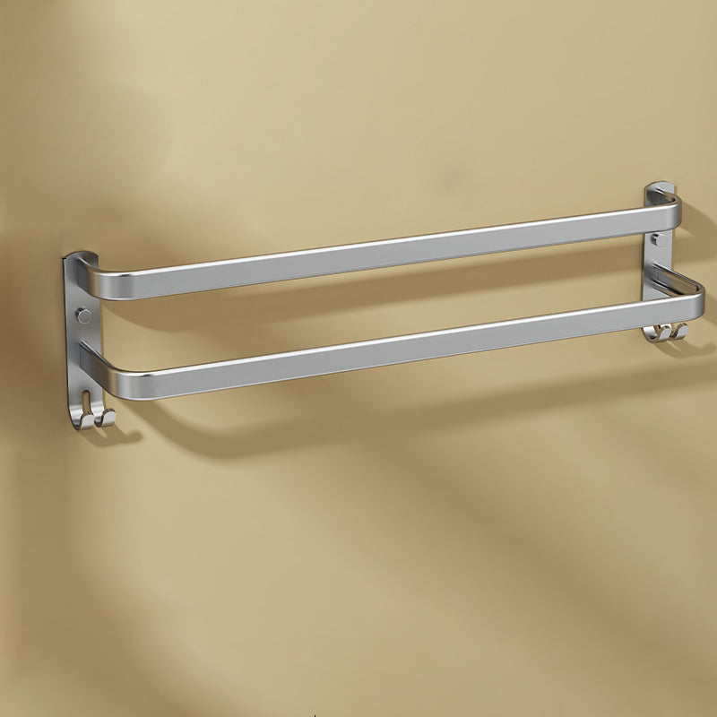 Minimalism Gray Bathroom Accessory Set Contemporary Style Aluminum Towel Bar