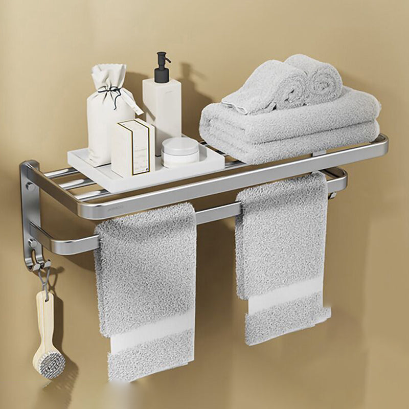 Minimalism Gray Bathroom Accessory Set Contemporary Style Aluminum Towel Bar