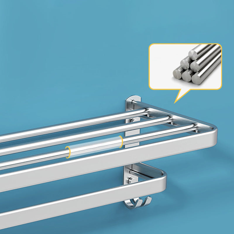 Minimalism Gray Bathroom Accessory Set Contemporary Style Aluminum Towel Bar