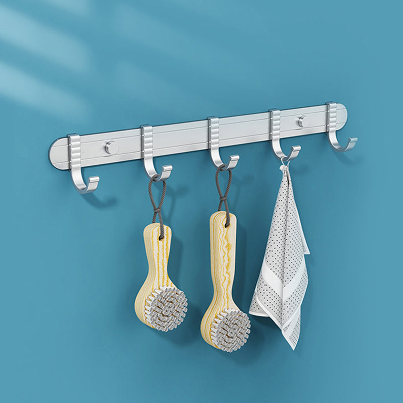 Minimalism Gray Bathroom Accessory Set Contemporary Style Aluminum Towel Bar