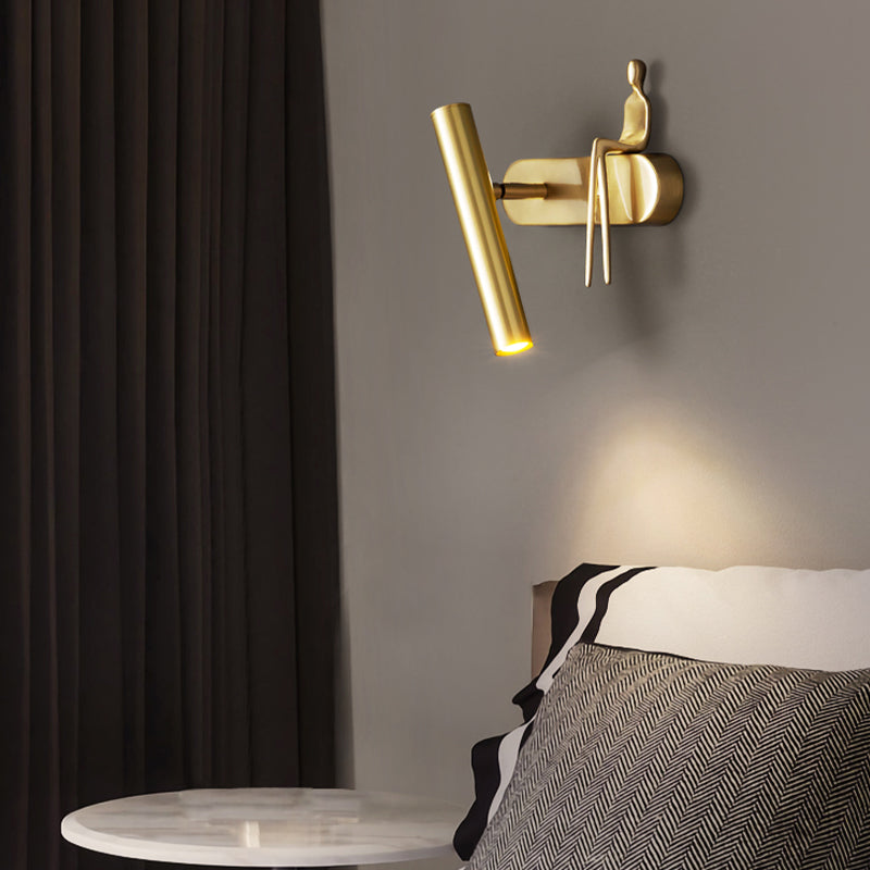 Copper Wall Lamp Modern Style Wall Mount Lamp with Metal Shade for Bedroom