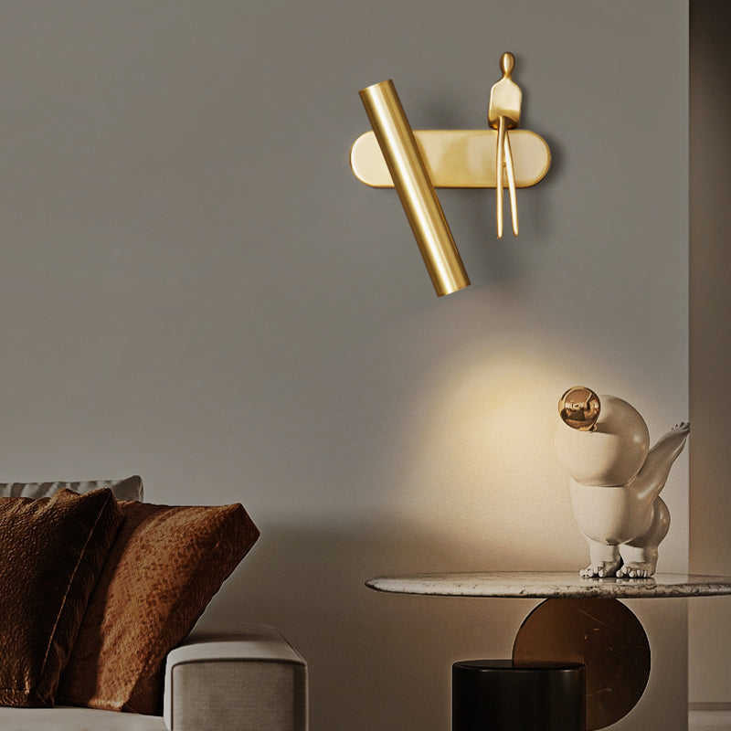 Copper Wall Lamp Modern Style Wall Mount Lamp with Metal Shade for Bedroom