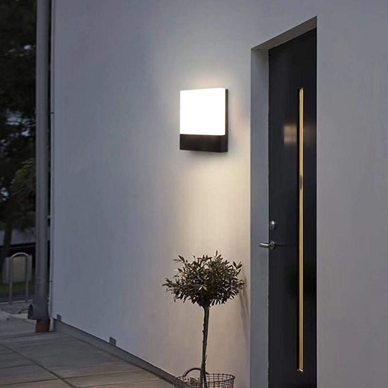 Modern LED Wall Lamp Square Waterproof Wall Mount Lamp with Acrylic Shade for Garden