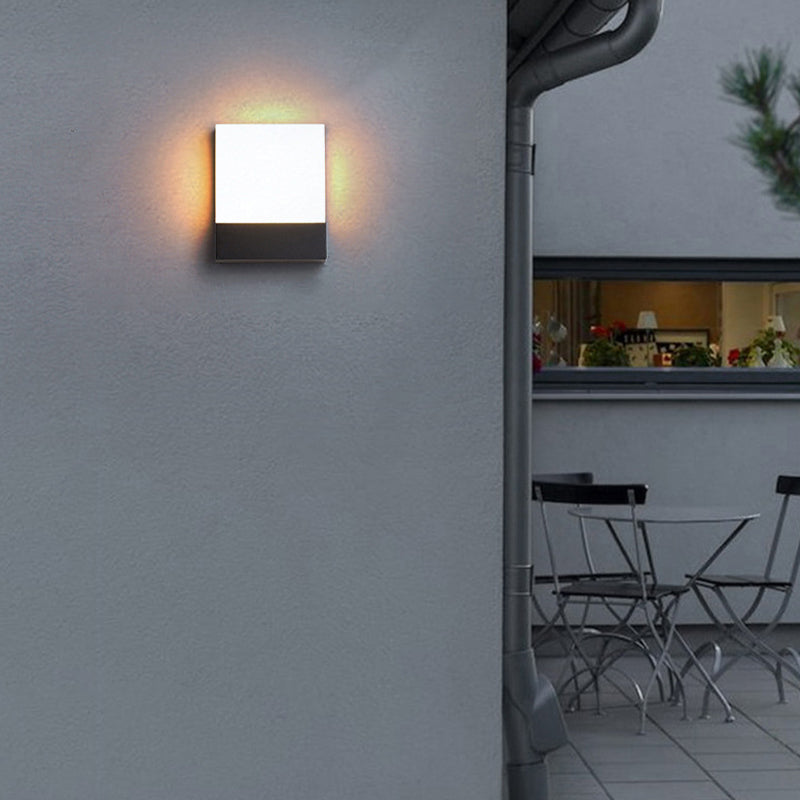 Modern LED Wall Lamp Square Waterproof Wall Mount Lamp with Acrylic Shade for Garden
