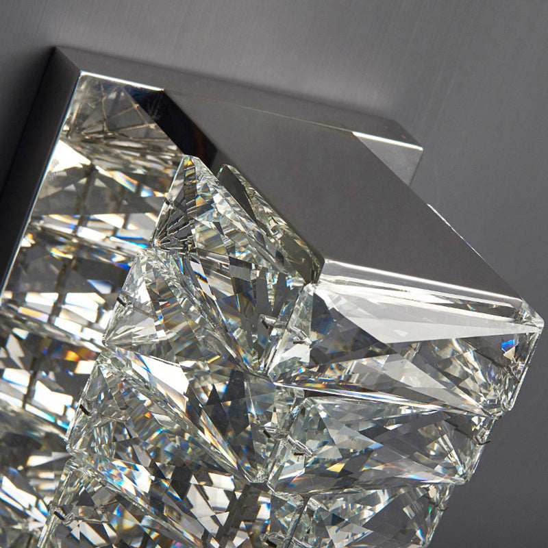 Crystal Wall Mounted Fixture LED Post Modern Wall Light in Chrome & Clear