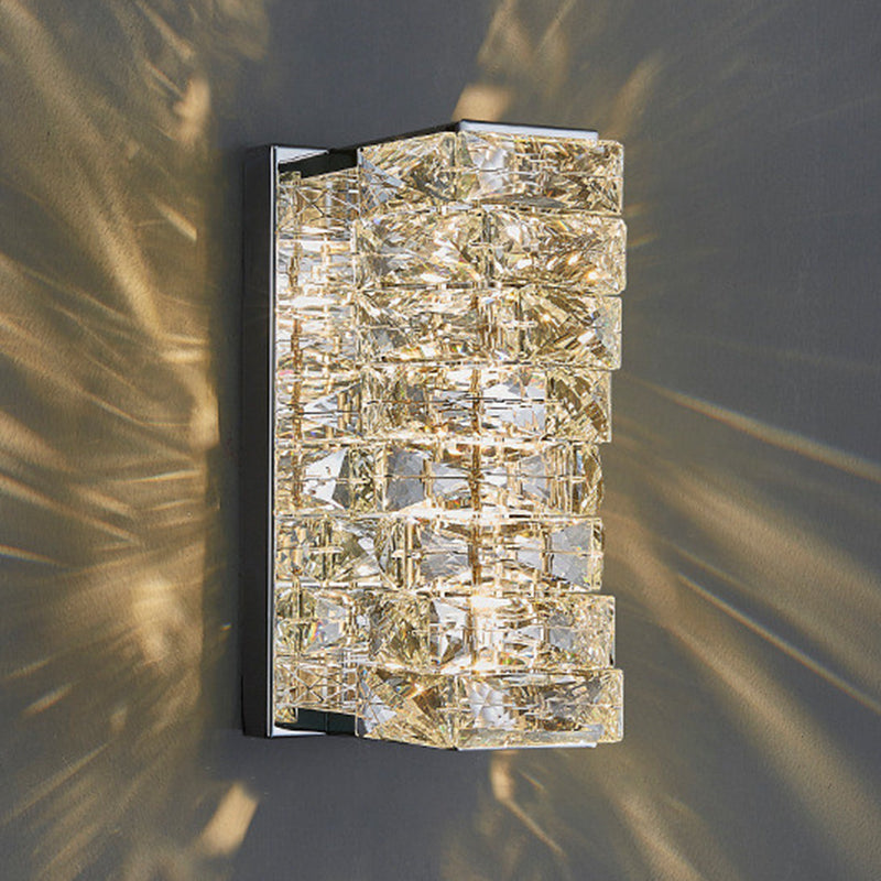 Crystal Wall Mounted Fixture LED Post Modern Wall Light in Chrome & Clear