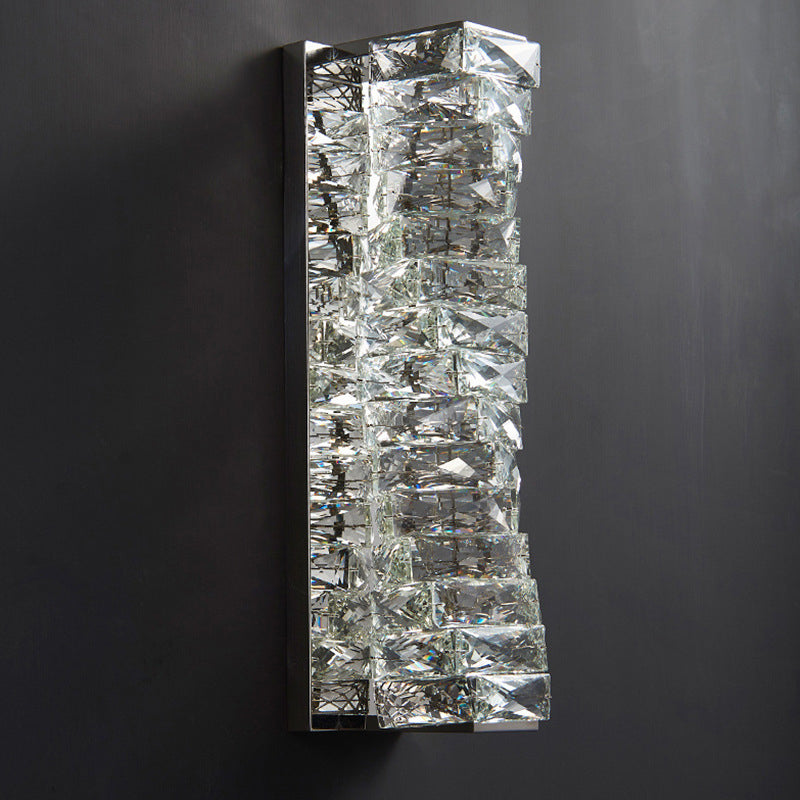 Crystal Wall Mounted Fixture LED Post Modern Wall Light in Chrome & Clear